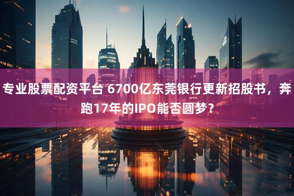 专业股票配资平台 6700亿东莞银行更新招股书，奔跑17年的IPO能否圆梦？