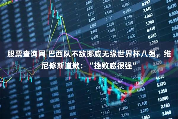 股票查询网 巴西队不敌挪威无缘世界杯八强，维尼修斯道歉：“挫败感很强”